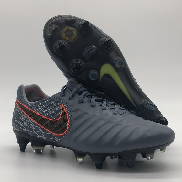 Men’s Nike Tiempo Legend 7 Elite SG Pro Soccer Cleats Grey Orange AR4387-409 - Picture 1 of 4